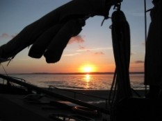 Zonsondergang aan boord van de Onverwacht